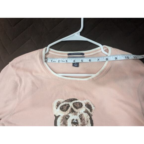 Pink aviator bear graphic knit sweater 100% supima cotton by Land's End size L - Picture 10 of 11